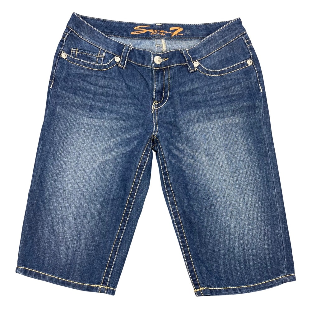 Seven7 Blue Embroidered Bermuda Denim Shorts Women 12P